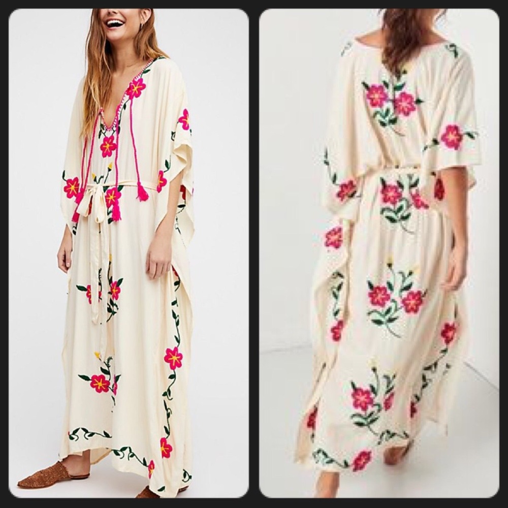 Spell Sayulita Embroidered Kaftan NWOT